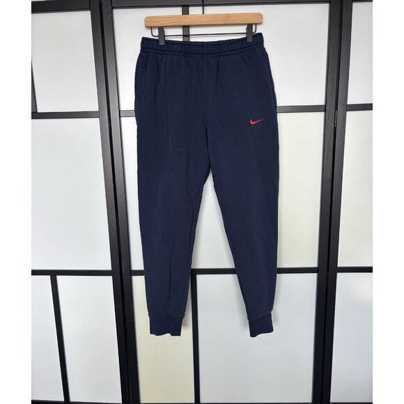 Nike Mens Jogger Sweatpants Tapered MEDIUM Blue Red Logo Activewear Gym Sporty